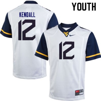 Youth West Virginia Mountaineers NCAA #10 Austin Kendall White Authentic Nike Stitched College Football Jersey WA15X24QJ